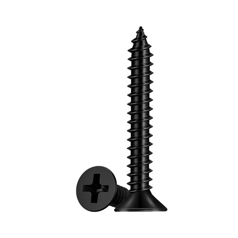LERNOU 100 Pcs #7 X 1-1/2'' Drywall Screws,Black Wood Screw,Flat Head Phillips Screws Self Tapping Screws Used in Furniture,Woodworking Repairs and DIY Projects（M4 X 40mm） - Image 1